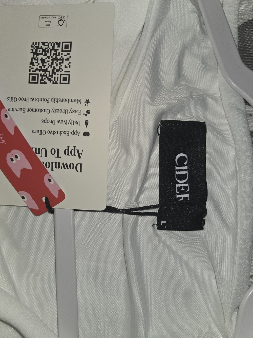 Cider White Midi Dress with Black Brand Tag